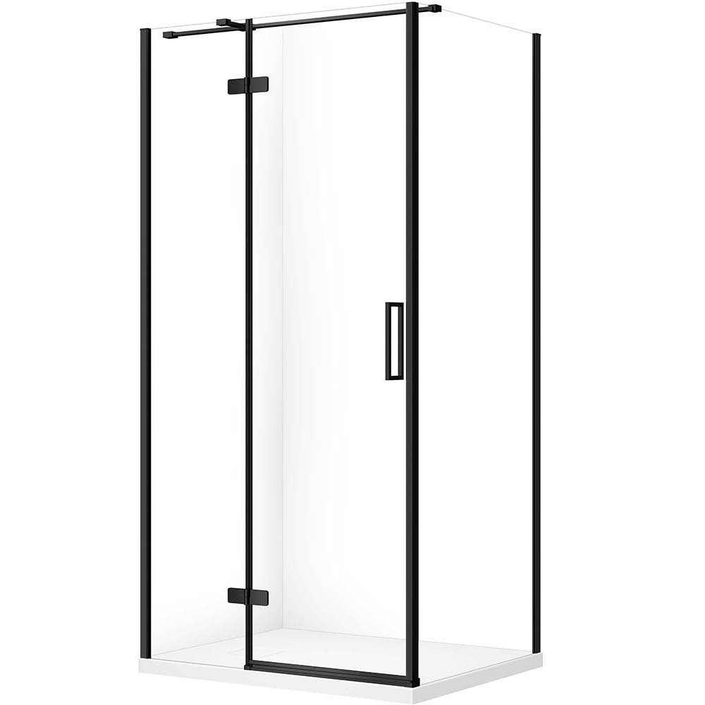 CERSANIT Set obdĺžnikový sprchový kút JOTA ľavý 100x80 čierny, sprchová vanička TAKO SLIM biela S601-391