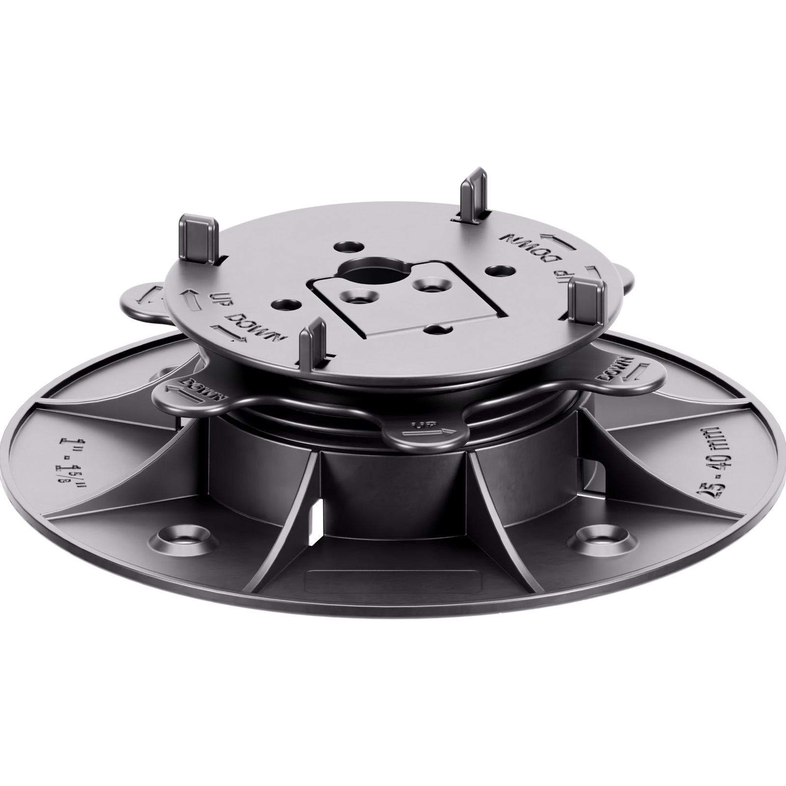 Regulovateľná podložka CLEVER LEVEL 25–40 mm pre vetrané terasy, škára 3 mm