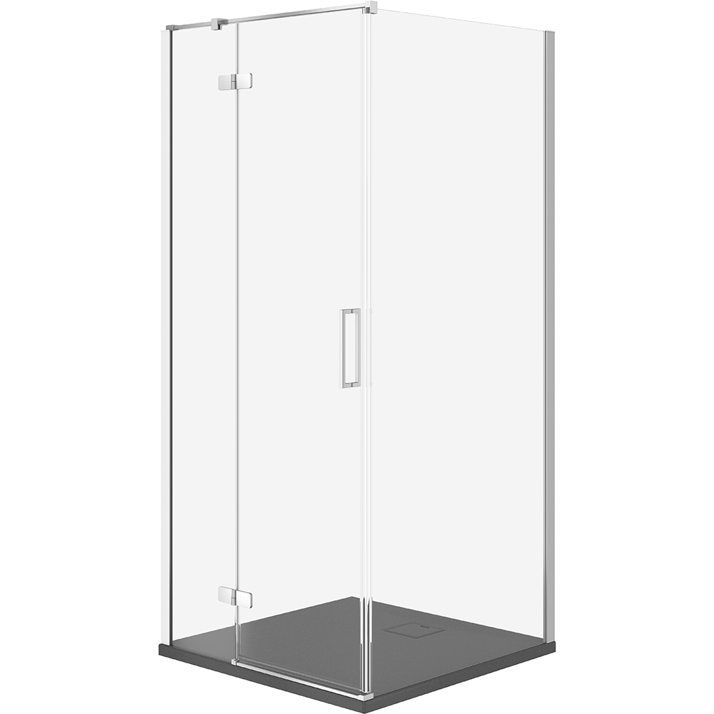 CERSANIT JOTA sprchový kút ľavý chróm 80x80 so sprchovou vaničkou TAKO slim sivý matný S601-143