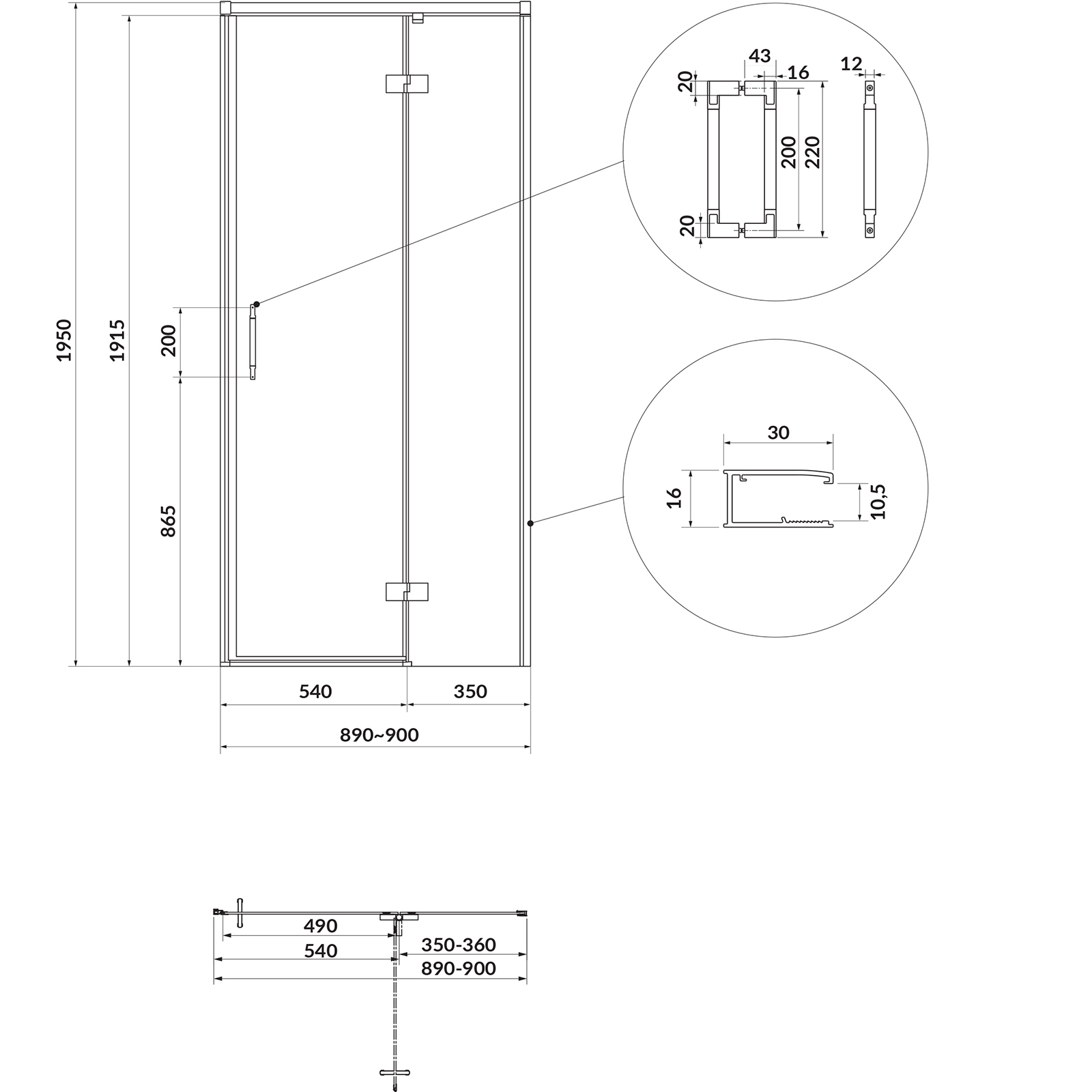 CERSANIT Štvorcový sprchový kút LARGA zlatý matný, pravý 90x90 priehľadné sklo S601-467 CERSANIT Štvorcový sprchový kút LARGA zlatý matný, pravý 90x90 priehľadné sklo S601-467