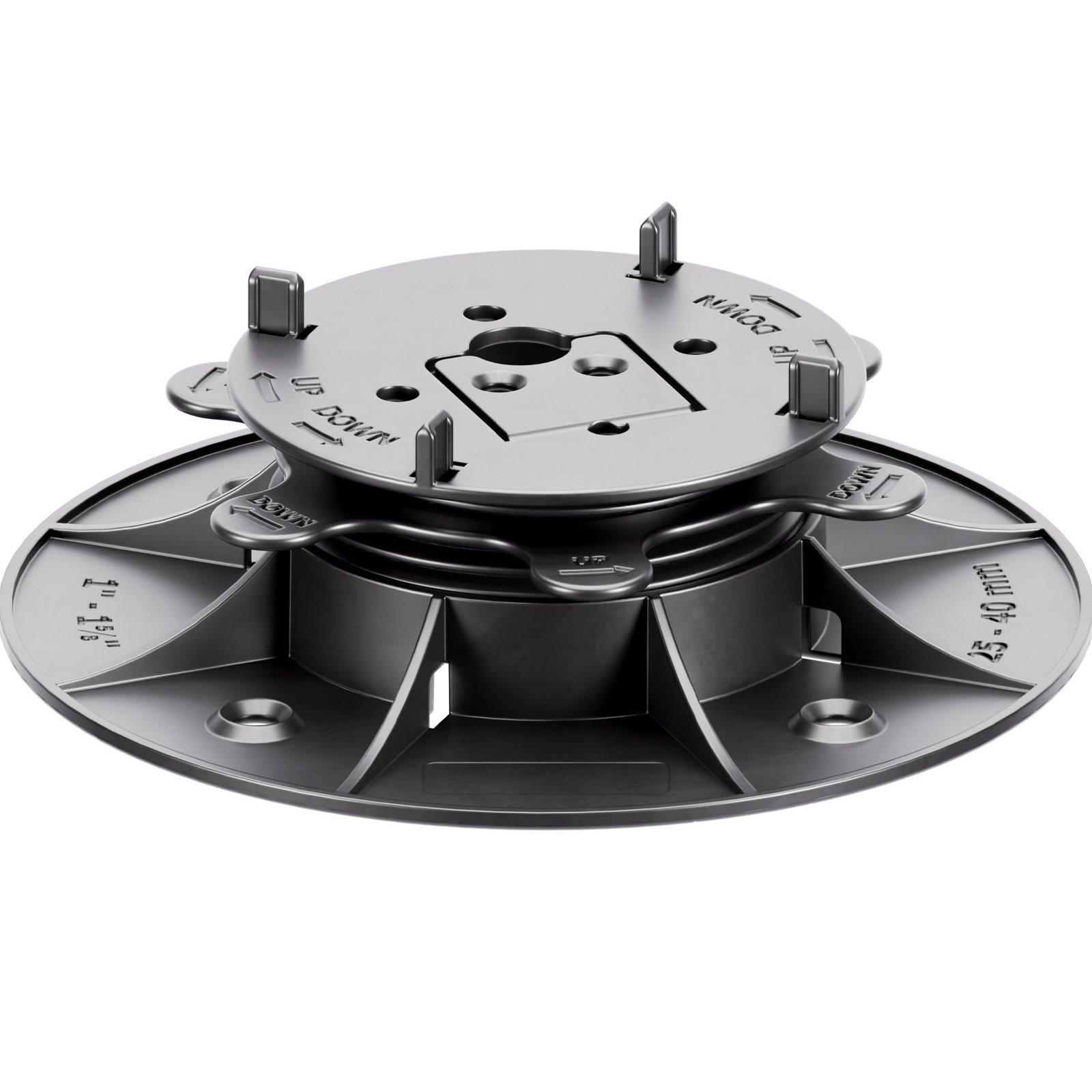 Regulovateľná podložka CLEVER LEVEL 25–40 mm pre vetrané terasy, škára 3 mm Regulovateľná podložka CLEVER LEVEL 25–40 mm pre vetrané terasy, škára 3 mm