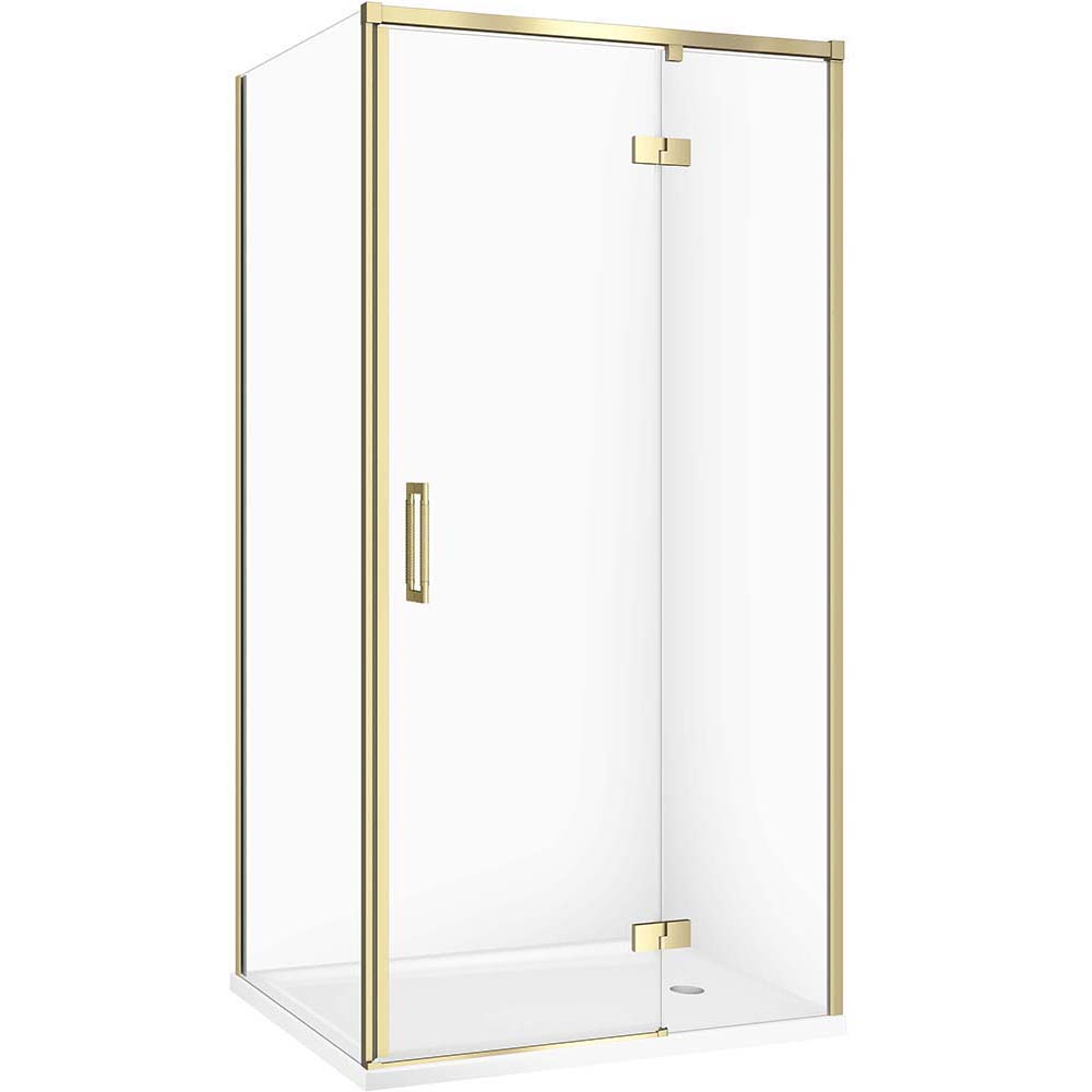 CERSANIT Sprchový kút LARGA zlatý, pravý 100x80 priehľadné sklo, sprchová vanička TAKO S601-458