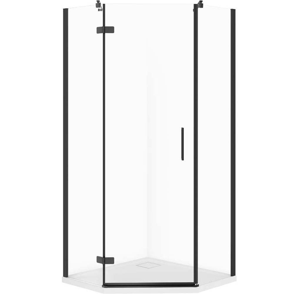 Päťuholníkový sprchový kút CERSANIT JOTA ľavý čierny 80x80 so sprchovou vaničkou TAKO slim S601-162