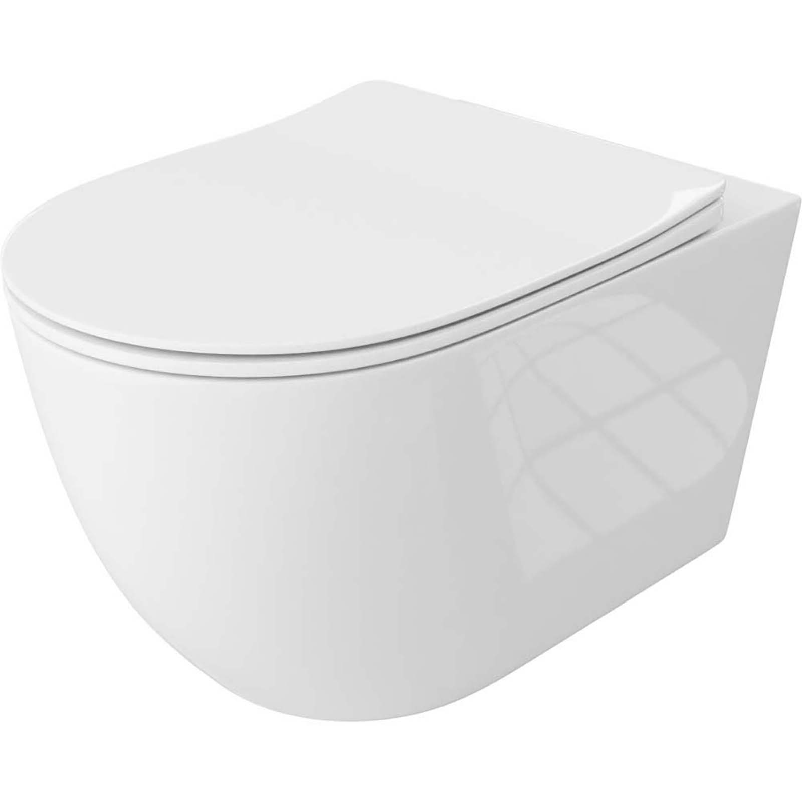 LAVITA Závesná WC misa SINTO GRANDE bez rámu s duroplastovým sedadlom biela