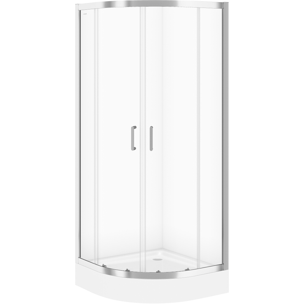 CERSANIT Set: Polkruhový sprchový kút ZIP chróm 80x190 + sprchová vanička TAKO 80x16 S601-109