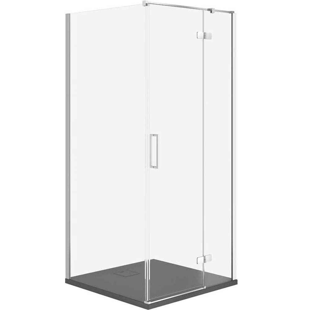 CERSANIT JOTA sprchový kút pravý chróm 90x90 so sprchovou vaničkou TAKO slim sivý matný S601-146