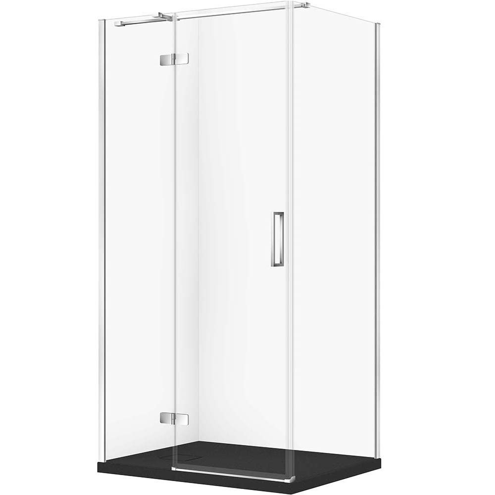 CERSANIT Set obdĺžnikový sprchový kút JOTA ľavý 100x80 chróm, sprchová vanička TAKO SLIM čierna matná S601-429