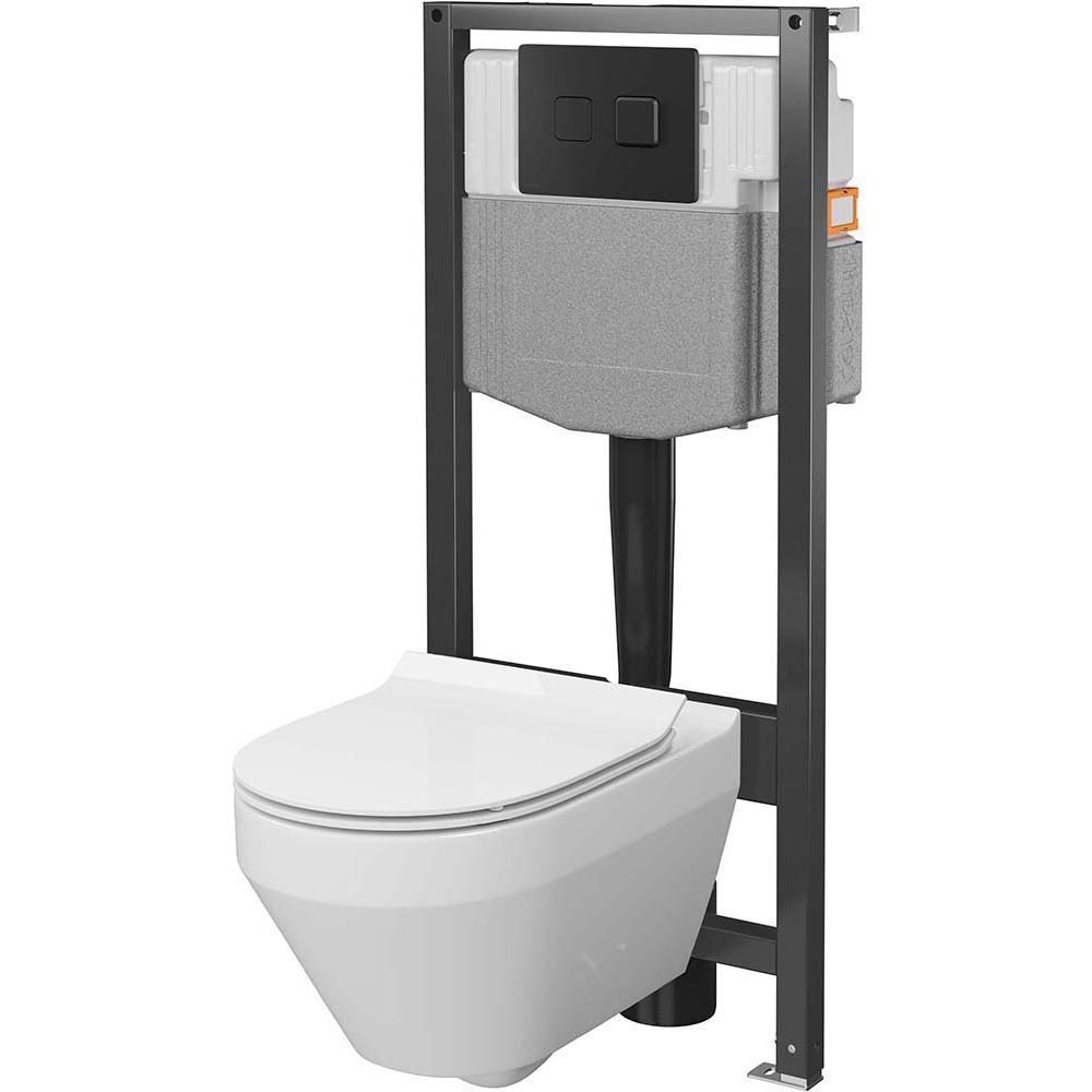 CERSANIT SYSTEM 50 pneumatická podomietková súprava, vírivá misa CREA, čierne matné tlačidlo S4023-002