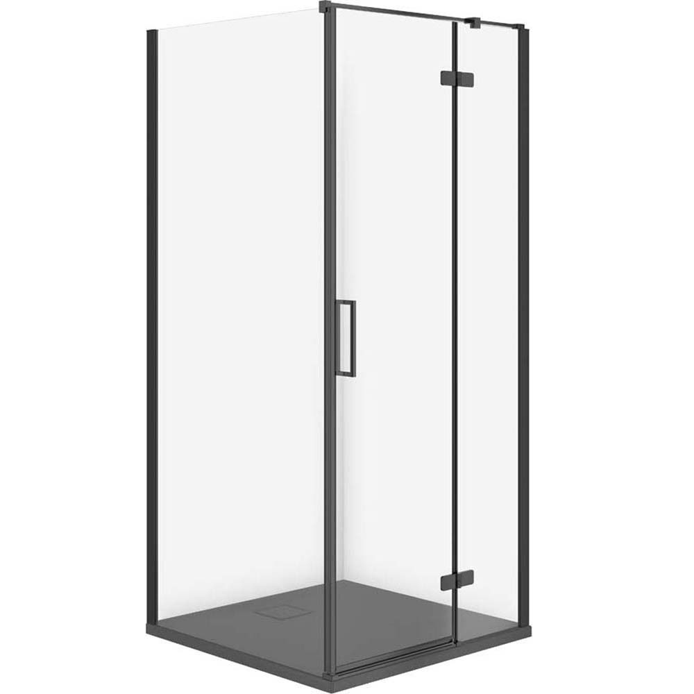 CERSANIT JOTA sprchový kút pravý čierny 90x90 so sprchovou vaničkou TAKO slim sivý matný S601-326