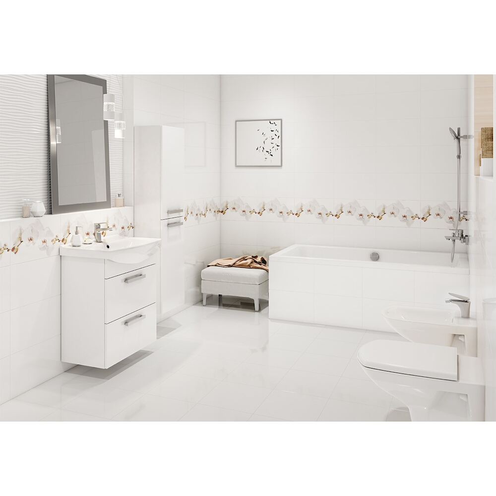 Obklad_na_stenu_inserto_MARISOL_white_flower_glossy_25x40_gat._I* Obklad na stenu inserto MARISOL white flower glossy 25x40 gat. I*