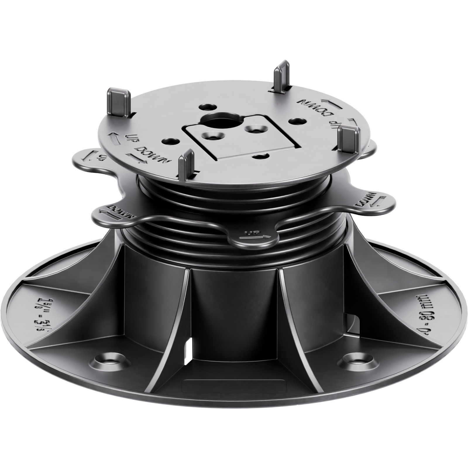Regulovateľná podložka CLEVER LEVEL 40–80 mm pre vetrané terasy, škára 3 mm Regulovateľná podložka CLEVER LEVEL 40–80 mm pre vetrané terasy, škára 3 mm