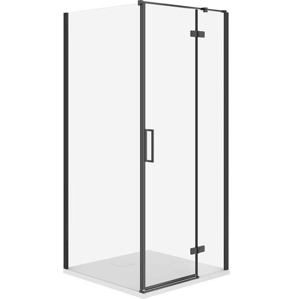 CERSANIT JOTA sprchový kút pravý čierny 90x90 so sprchovou vaničkou TAKO slim biely S601-170