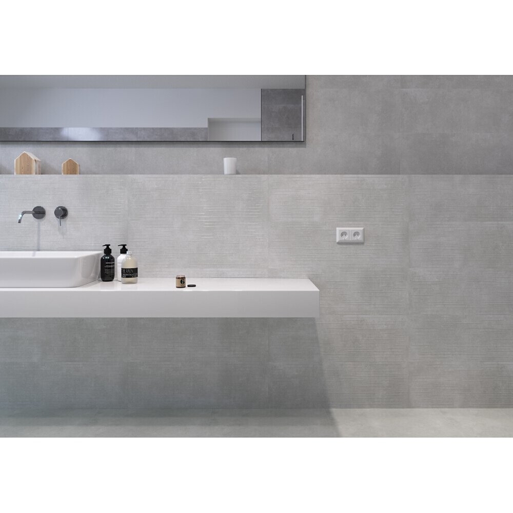 Obklad_na_stenu_FLOWER_CEMENTO_light_grey_structure_mat_24x74_gat._I Obklad na stenu FLOWER CEMENTO light grey structure mat 24x74 gat. I