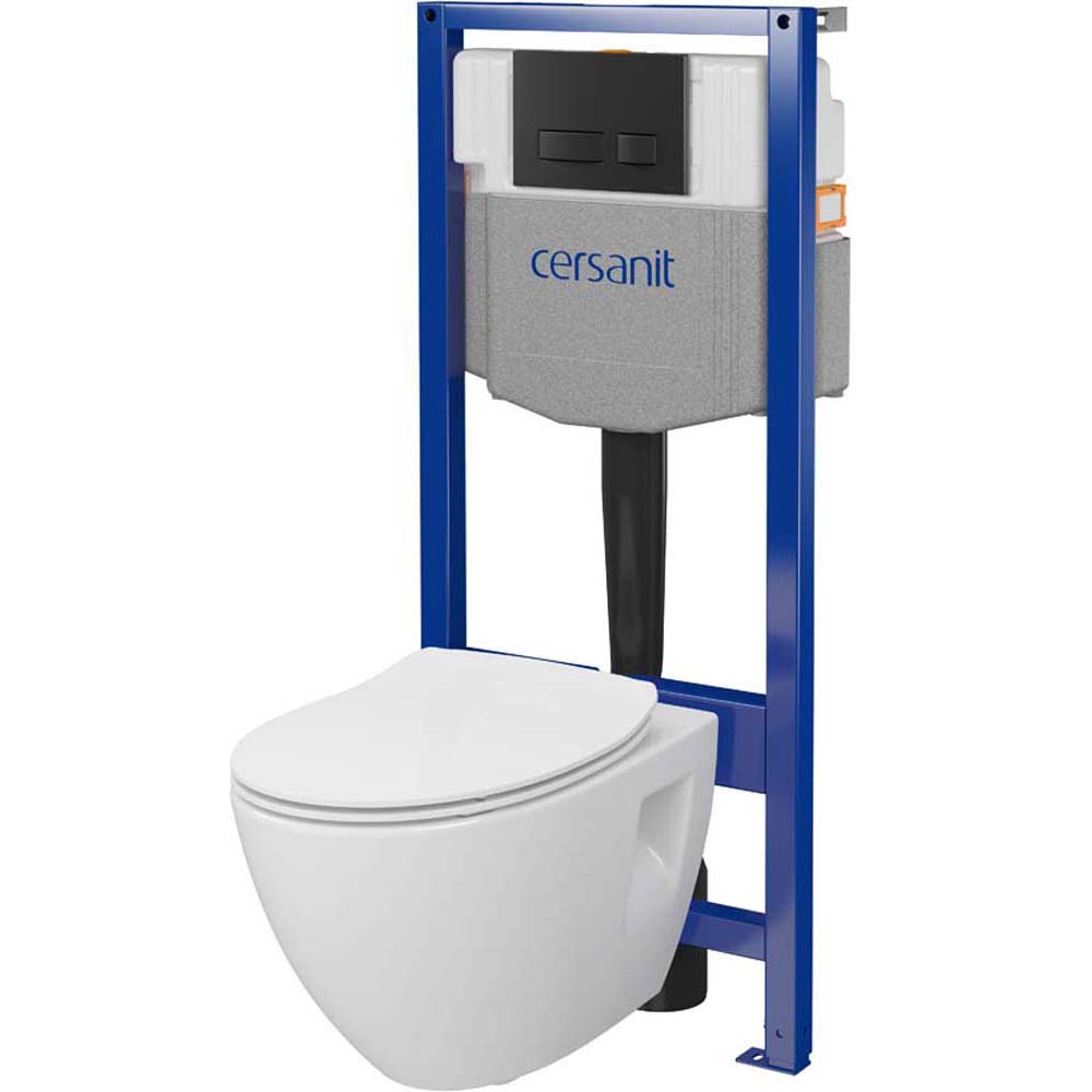 Podomietková súprava CERSANIT SYSTEM 50 mech, misa Moduo Plus, doska, gombík čierny matný S701-766