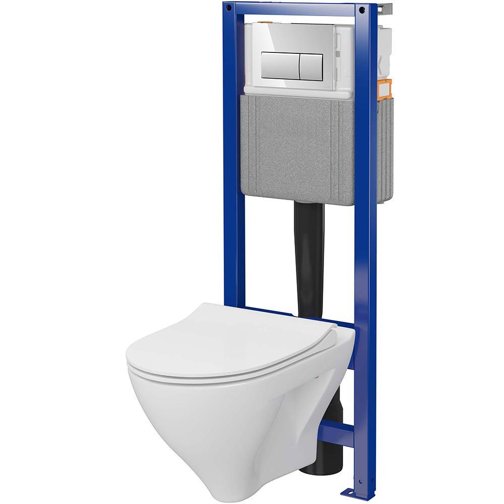 Podomietková súprava CERSANIT SYSTEM 40 mech, miska MILLE s doskou, chrómové tlačidlo S701-780