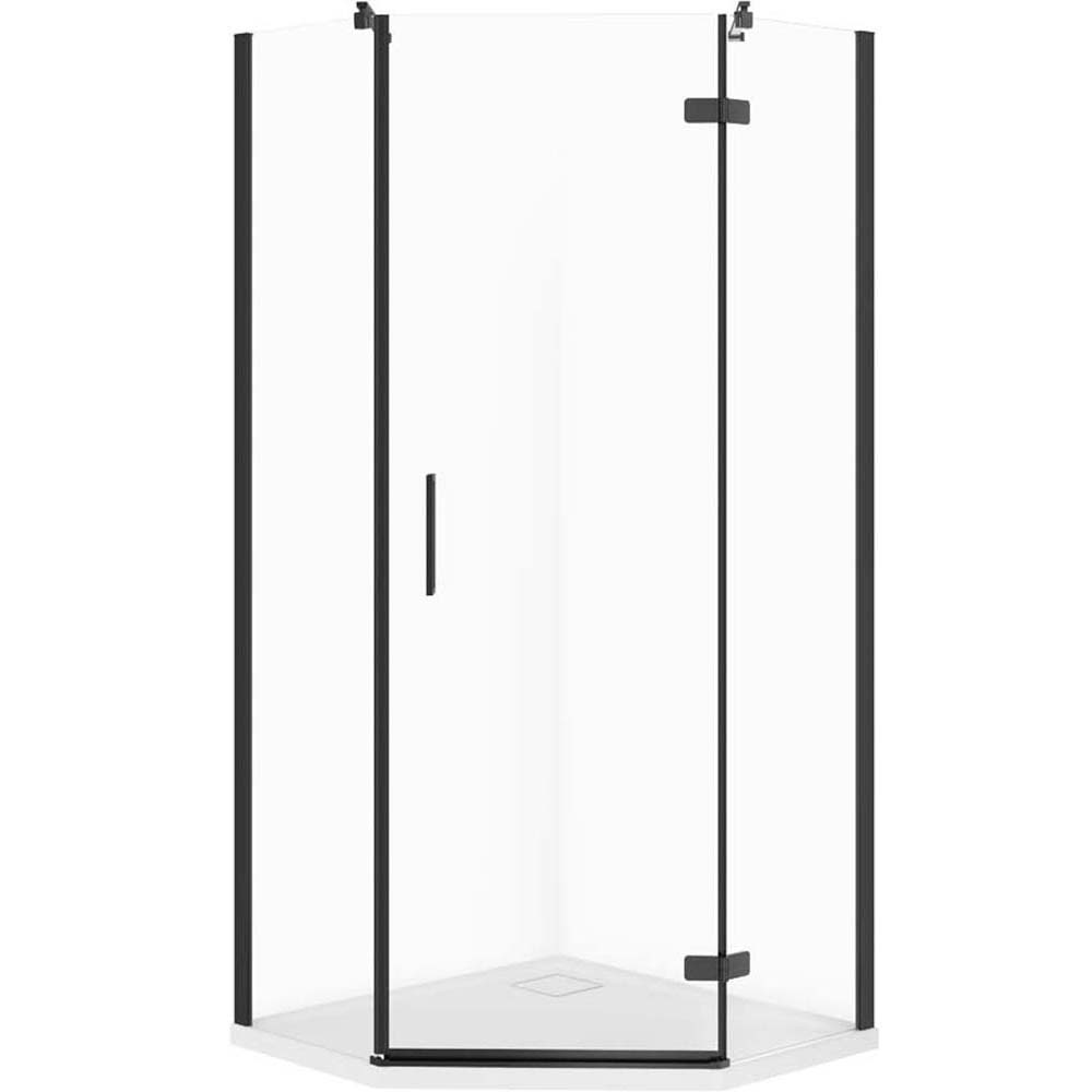 CERSANIT JOTA päťuholníkový sprchový kút pravý čierny 80x80 so sprchovou vaničkou TAKO slim S601-161