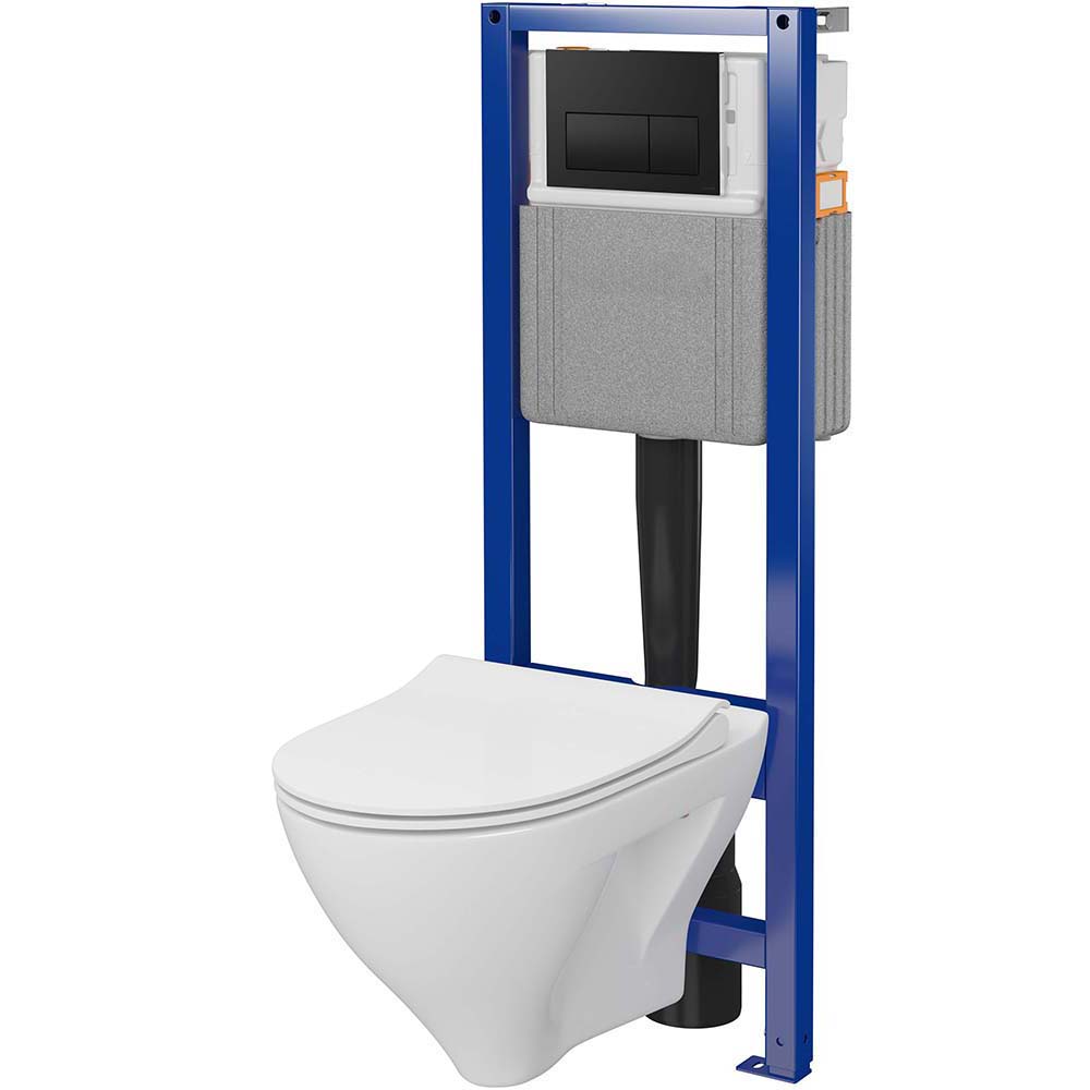 Skrytá súprava CERSANIT SYSTEM 40 mech, miska MILLE s doskou, čierne tlačidlo S701-839