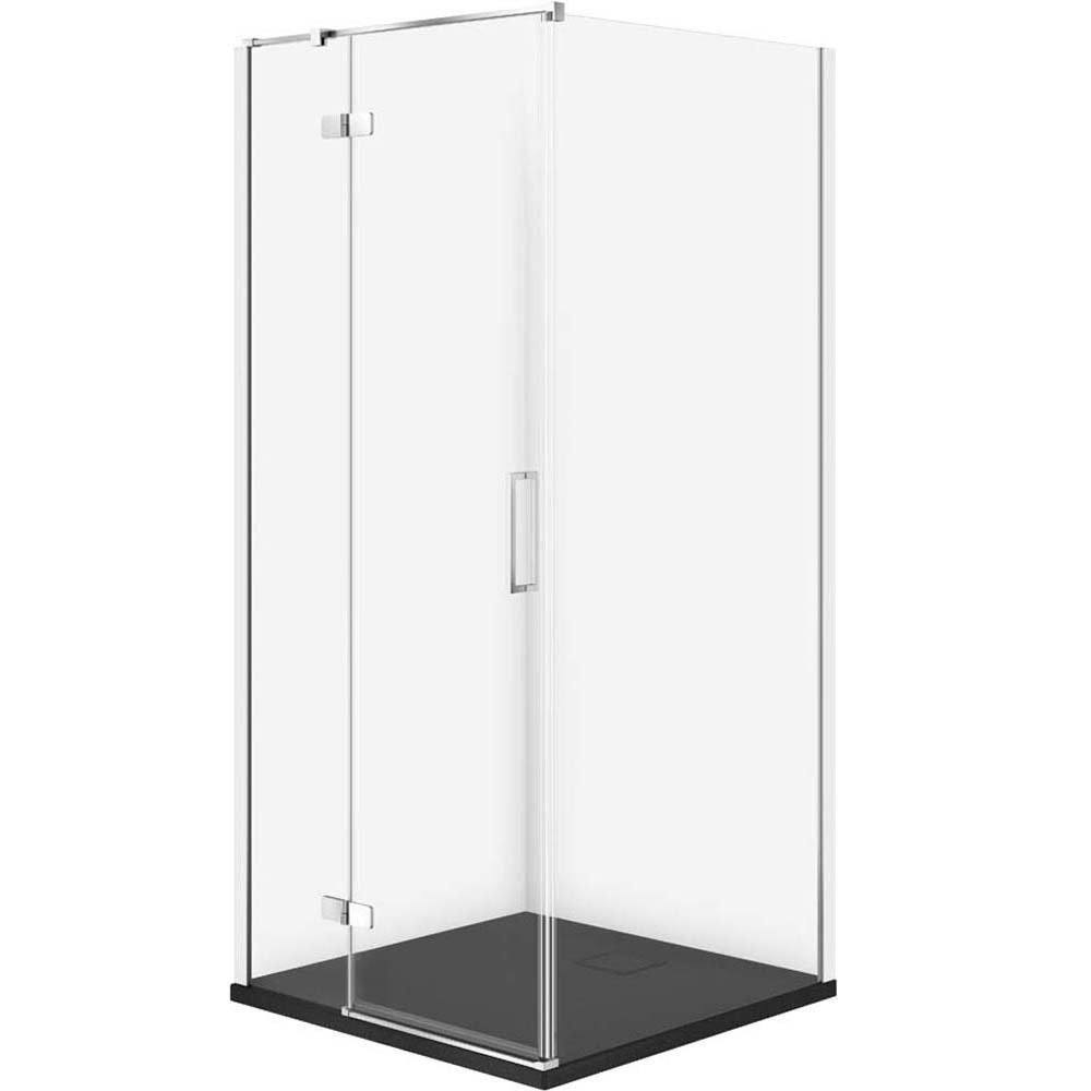 Sprchový kút CERSANIT JOTA ľavý chróm 90x90 so sprchovou vaničkou TAKO slim čierny matný S601-327
