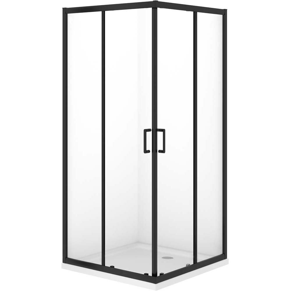 CERSANIT VERSO čierny profilový sprchový kút so sprchovou vaničkou TAKO 90X90 cm S601-253
