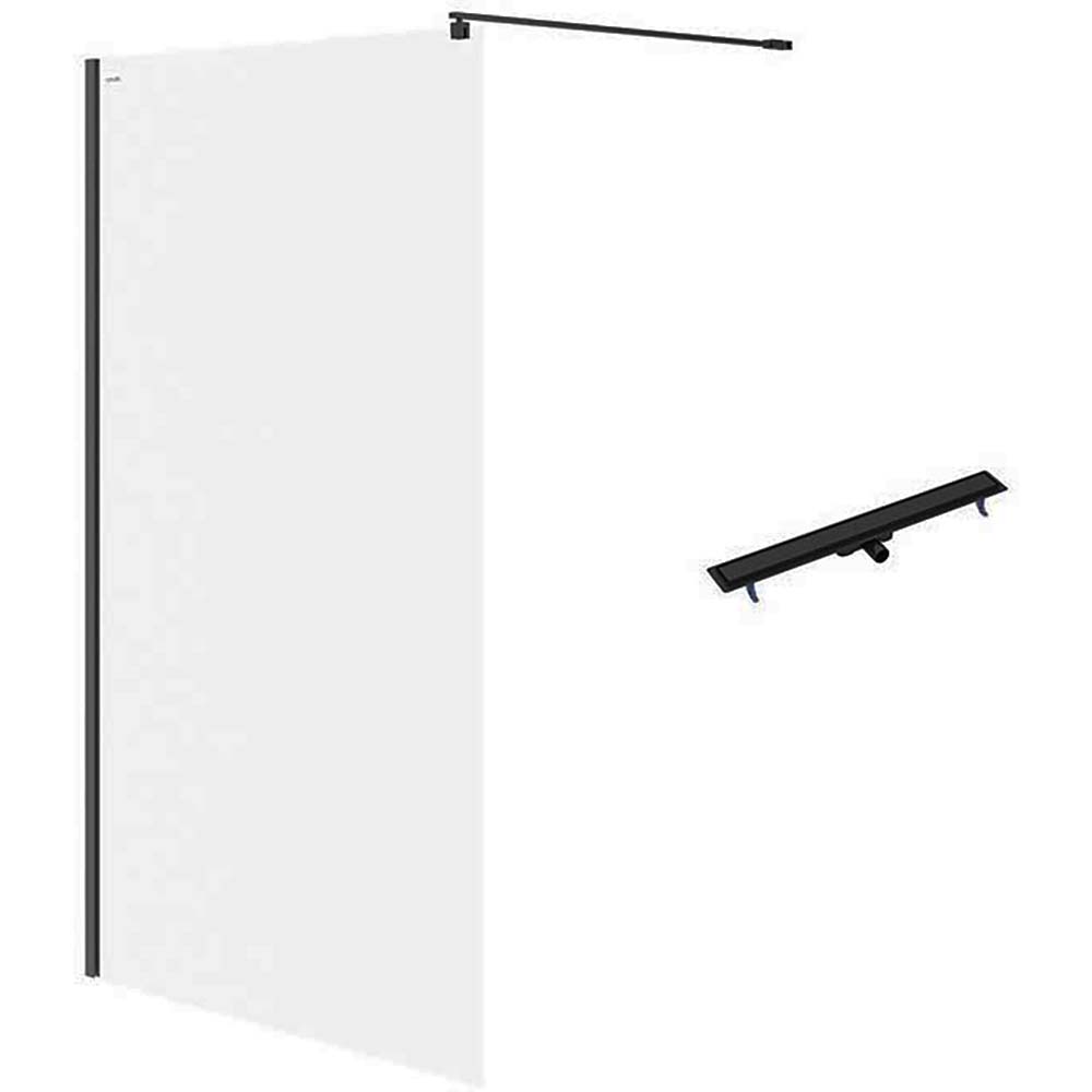 CERSANIT Walk-in sprchový kút MILLE čierny 120x200 lineárny odtok TAKO 90 čierny S601-240 CERSANIT Walk-in sprchový kút MILLE čierny 120x200 lineárny odtok TAKO 90 čierny S601-240