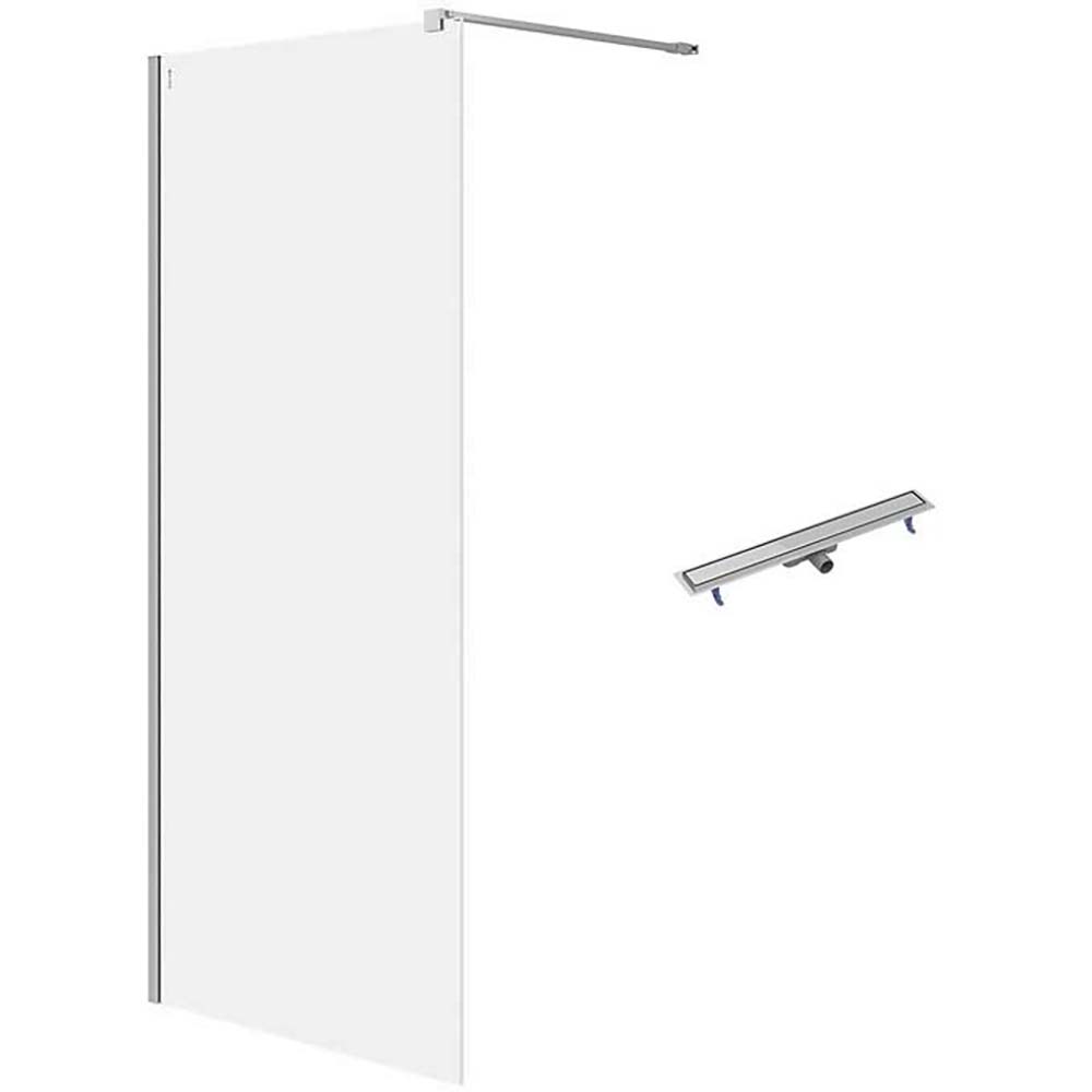 CERSANIT Walk-in sprchový kút MILLE chróm 90x200 lineárny odtok TAKO 80 oceľ S601-242 CERSANIT Walk-in sprchový kút MILLE chróm 90x200 lineárny odtok TAKO 80 oceľ S601-242