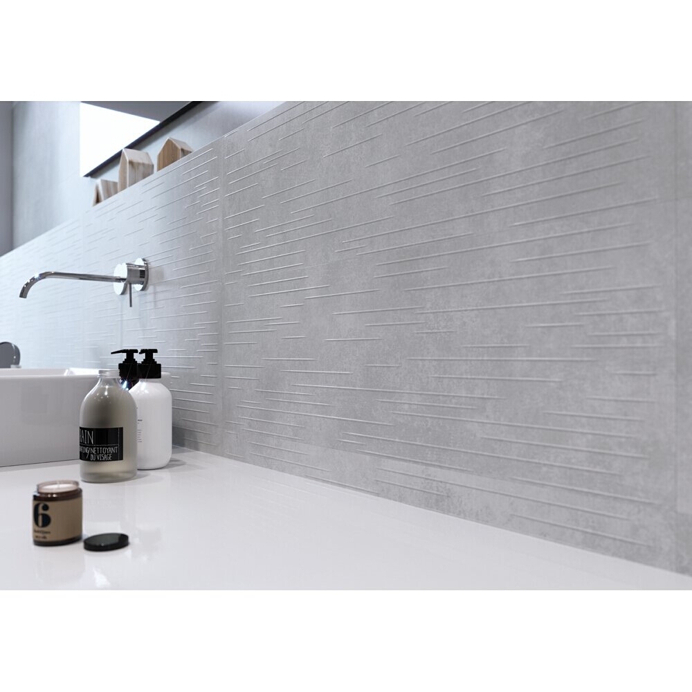 Obklad_na_stenu_FLOWER_CEMENTO_light_grey_structure_mat_24x74_gat._I Obklad na stenu FLOWER CEMENTO light grey structure mat 24x74 gat. I