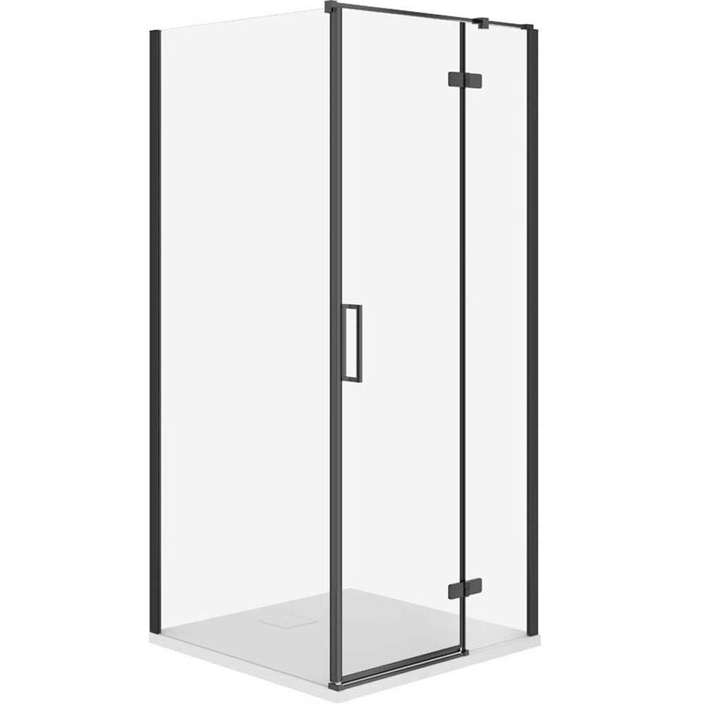 CERSANIT JOTA sprchový kút pravý čierny 80x80 so sprchovou vaničkou TAKO slim biely matný S601-148