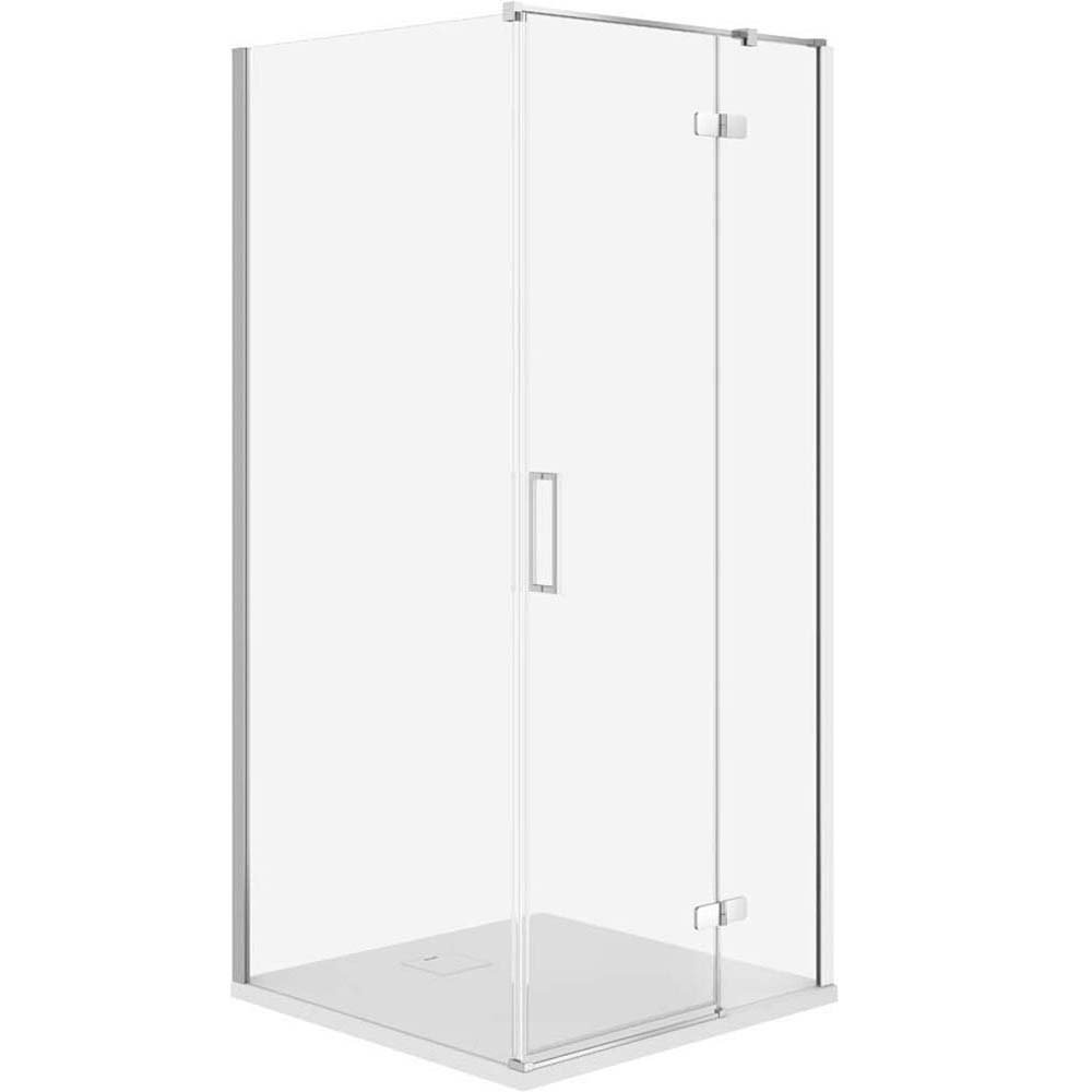 CERSANIT JOTA sprchový kút pravý chróm 80x80 so sprchovou vaničkou TAKO slim biely matný S601-152