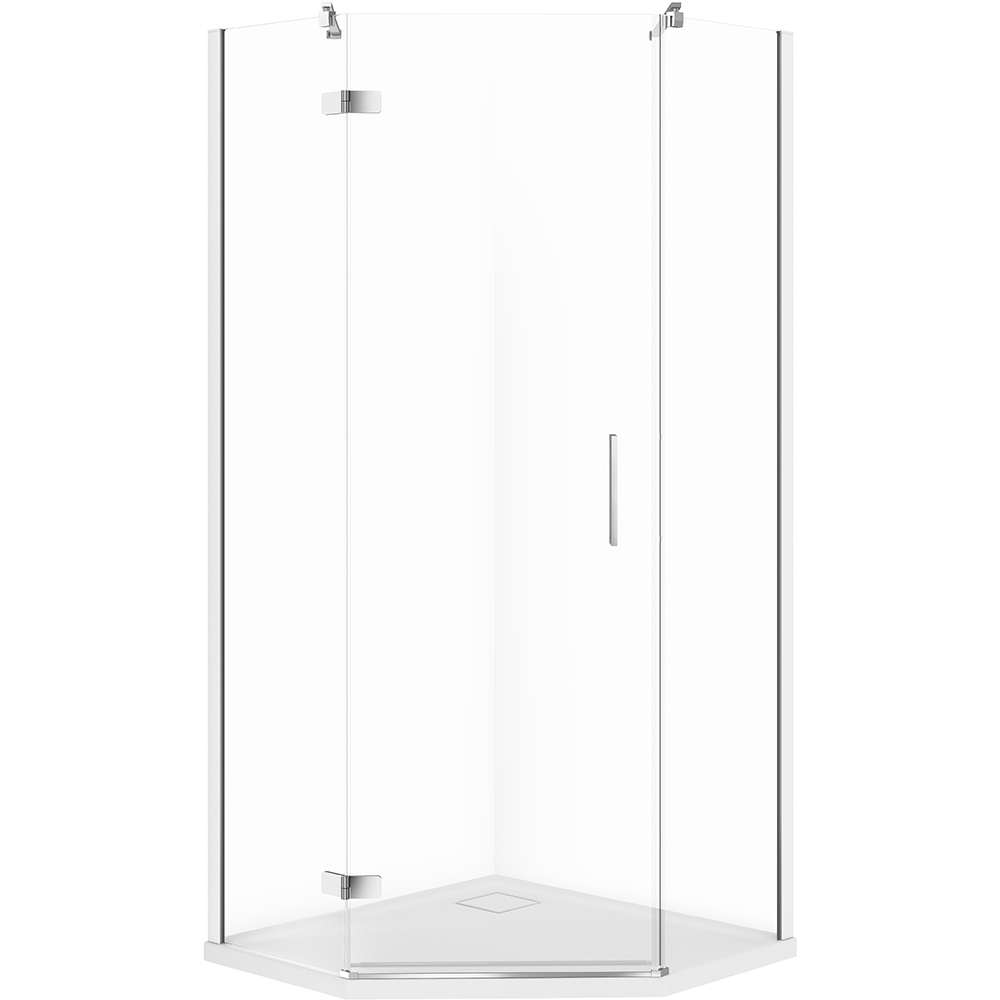 Päťuholníkový sprchový kút CERSANIT JOTA ľavý chróm 90x90 so sprchovou vaničkou TAKO slim S601-164