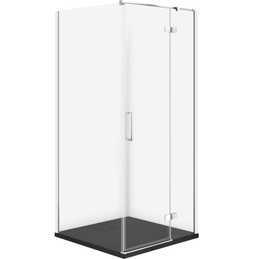 CERSANIT JOTA sprchový kút pravý chróm 90x90 so sprchovou vaničkou TAKO slim čierny matný S601-328