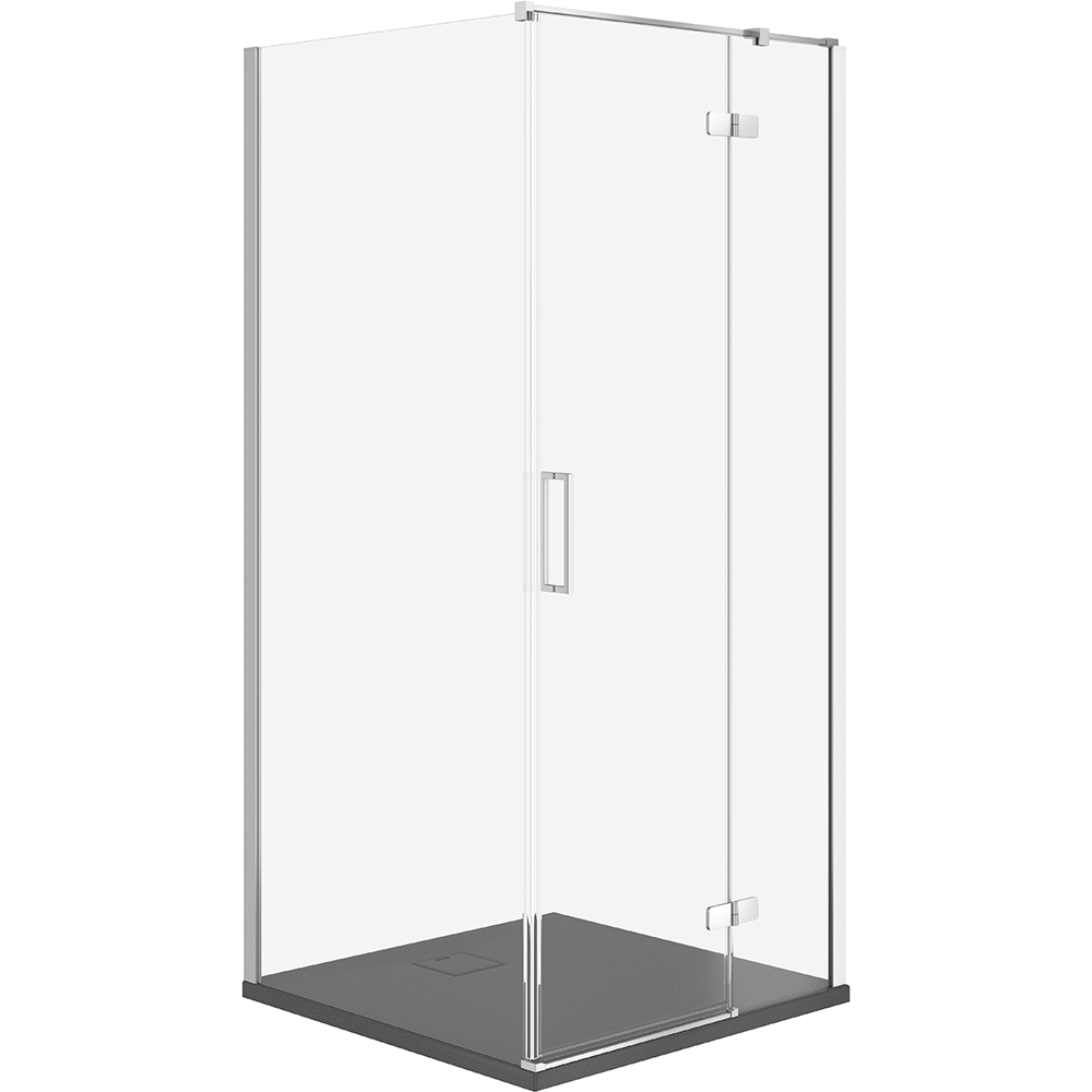 CERSANIT JOTA sprchový kút pravý chróm 80x80 so sprchovou vaničkou TAKO slim sivý matný S601-144