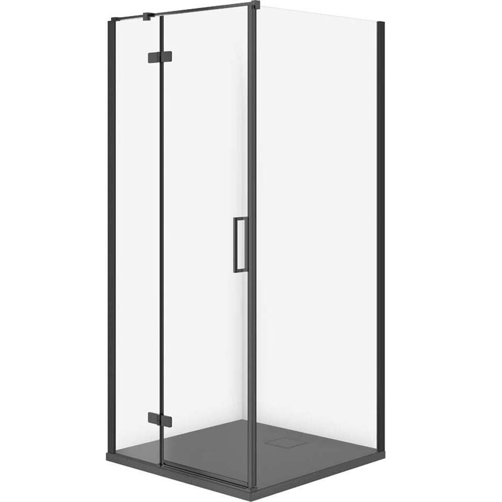 Sprchový kút CERSANIT JOTA ľavý čierny 90x90 so sprchovou vaničkou TAKO slim sivý matný S601-325