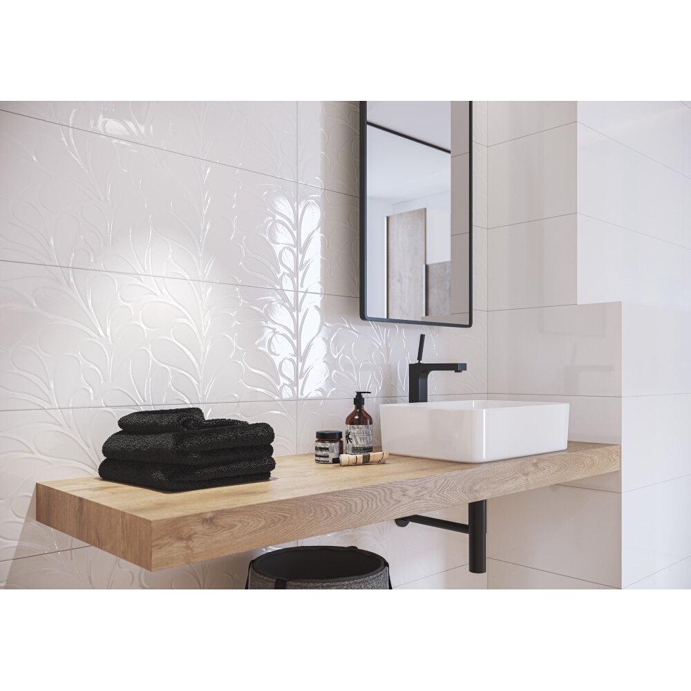 Obklad_na_stenu_BLANKA_white_leaf_structure_glossy_29x89 Obklad na stenu BLANKA white leaf structure glossy 29x89